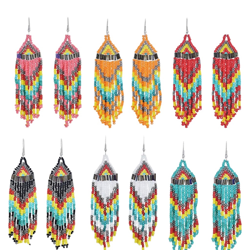 6 Pairs of Bohemian Handmade Dangling Earrings With Tags
